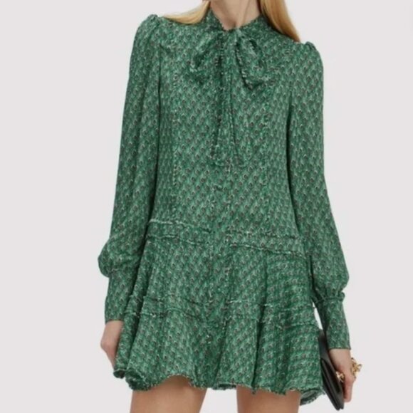 ALEXIS Women's Monika Peacock Print Mini Dress Size XS in Green - Picture 1 of 9